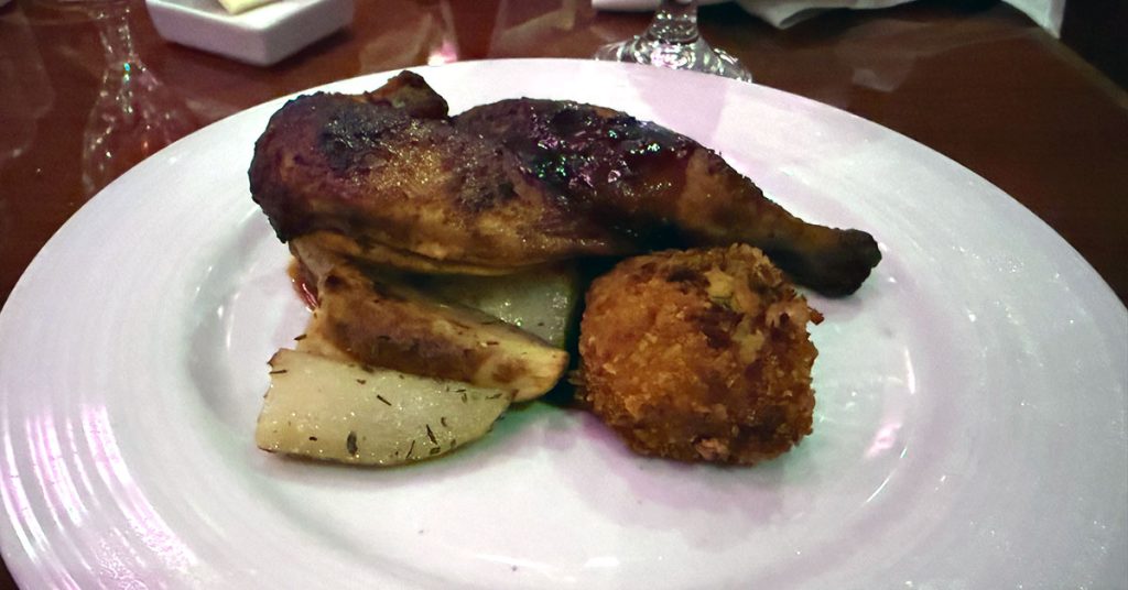 Carnival Miracle food and menus - Cornish game hen