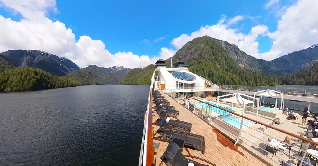 small luxury Alaska cruises Seabourn deck