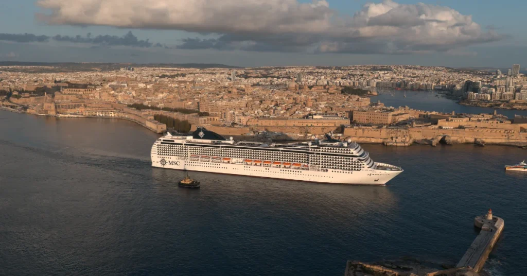 MSC Poesia Leaving Malta Shipyard